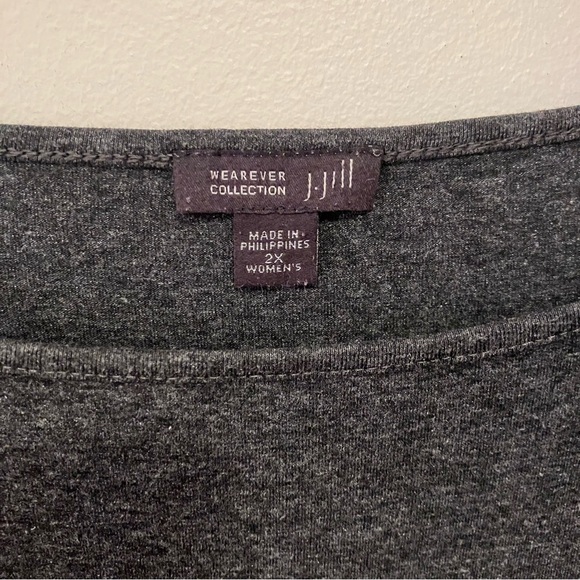 J. Jill Wearever Dress Womens 2X Gray Midi Stretch Jersey Tie Front Long Sleeve - Picture 3 of 6